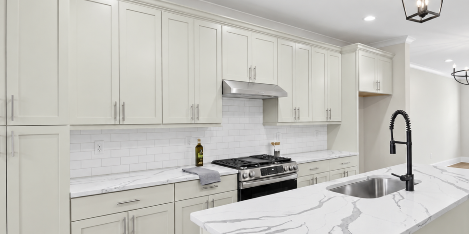 The Kitson kitchen with cream cabinets
