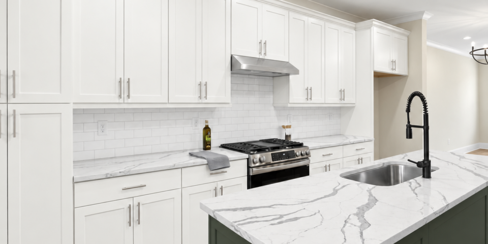 The Kitson kitchen with green island